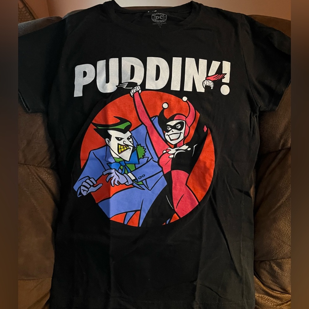 Black Graphic Tee with Joker and Harley Quinn